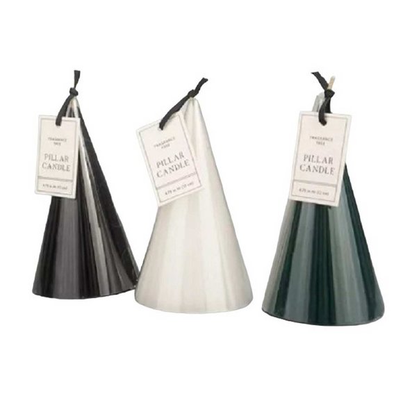 Ribbed Tree Fragrance Free Candle Black/White/Green - Bullseye's Playground 3 CT - Picture 1 of 3